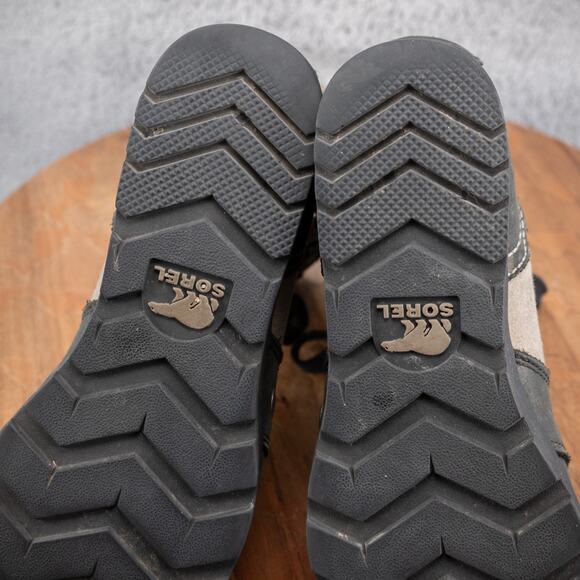 Sorel Carly Lace Up Leather and Canvas Moto Buckle Boots 6.5 - Picture 10 of 10